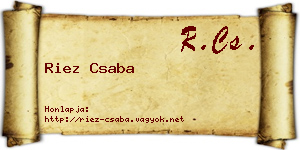 Riez Csaba névjegykártya